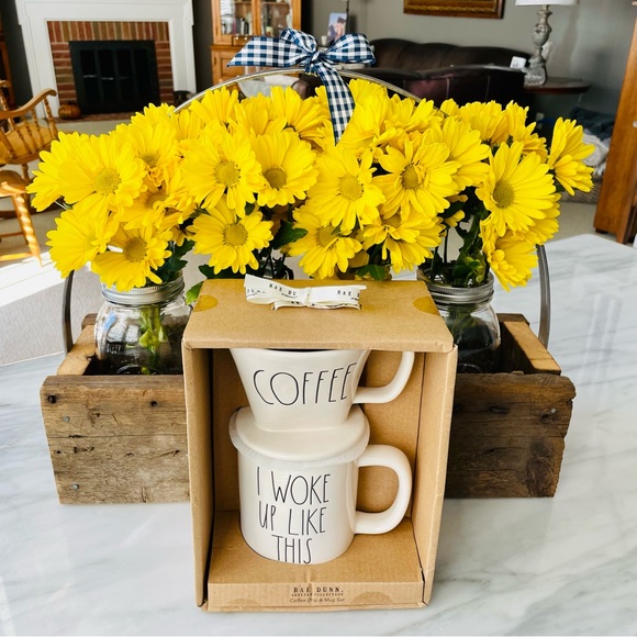 Rae Dunn•NIB•19.5 oz “I Wake Up Like This” Mug/“COFFEE”Pour Over/Drip Cone•White - Picture 8 of 9